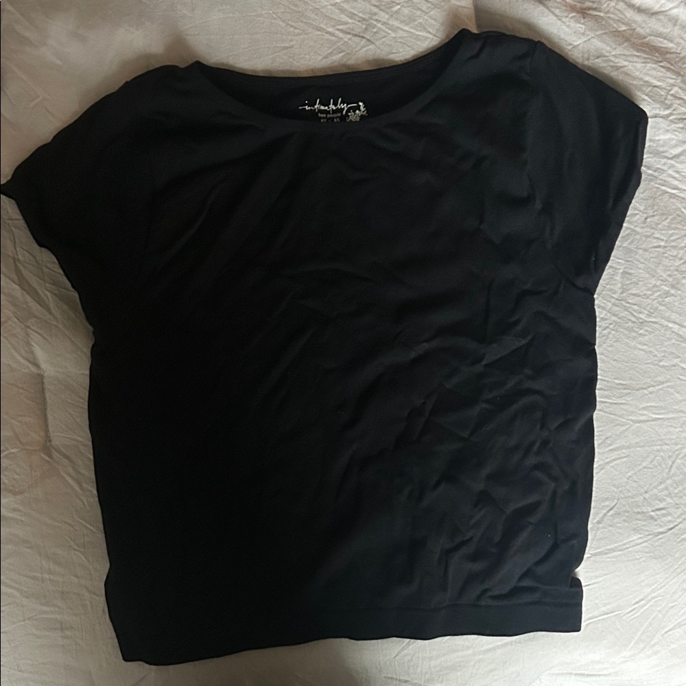 Free People Black Short Sleeve Top